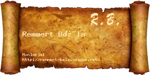 Remmert Béla névjegykártya